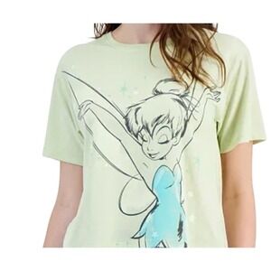 Disney Tinkerbell Shirt Juniors XL Green Short Sleeve Tee